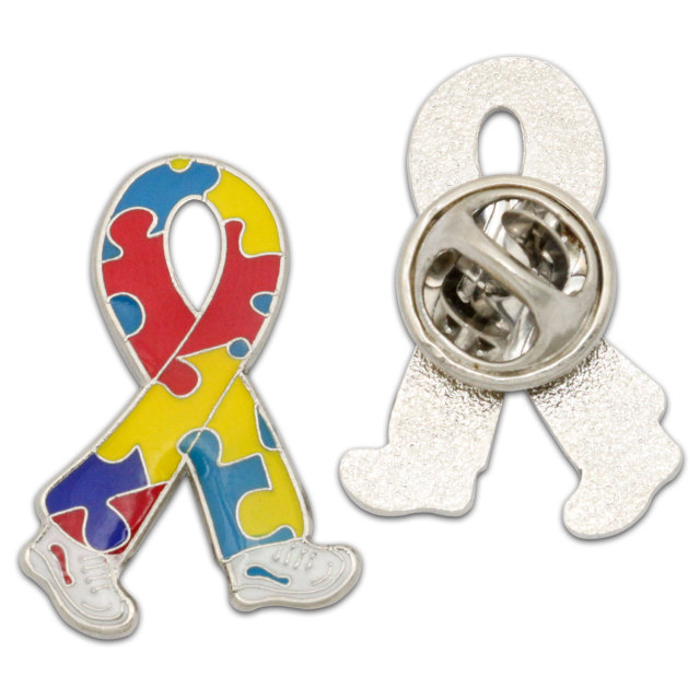 Ribbon Lapel pin badge soft enamel with epoxy