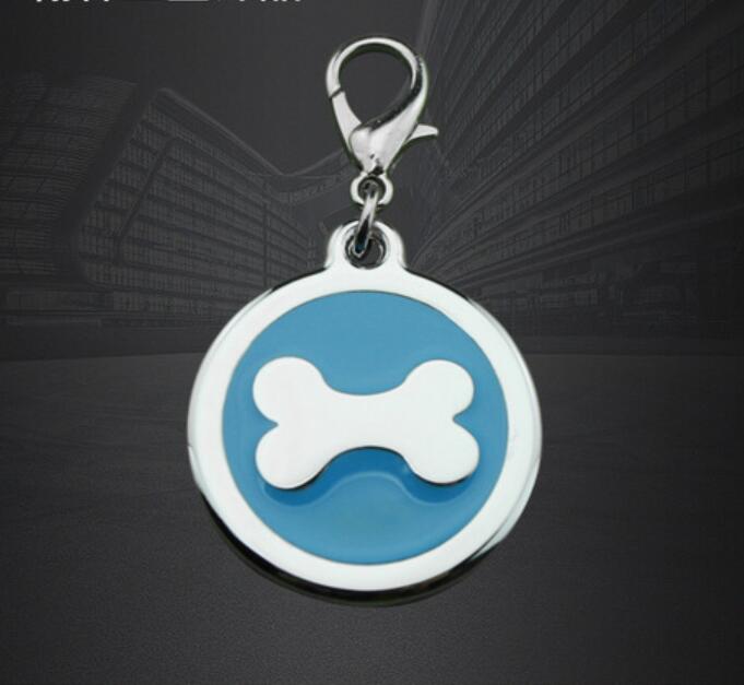 Bone in round shape Zinc alloy Pet tags