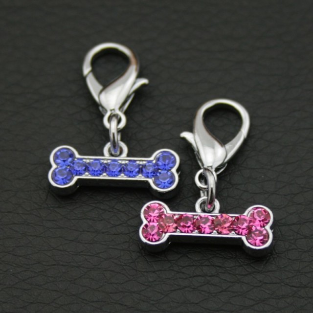 Bone shape Pet tags with Crystal